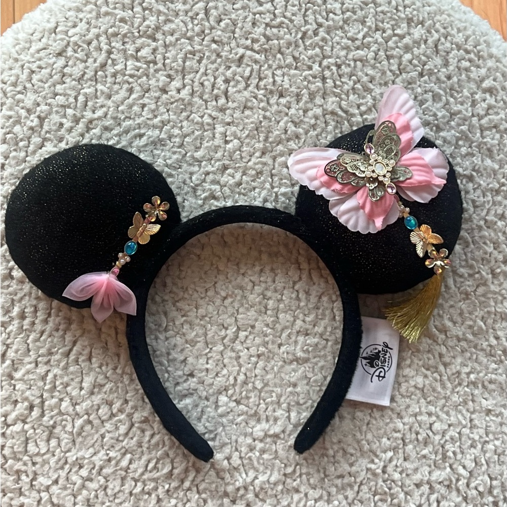 Disney Black and Pink Minnie Ears with Butterfly
